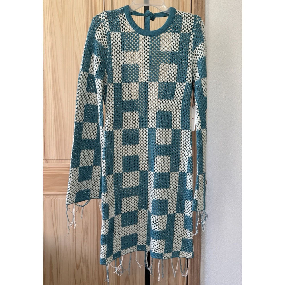 Honor The Gift Inner‎ City Women's Crochet Mini Dress Teal Size Large NWT